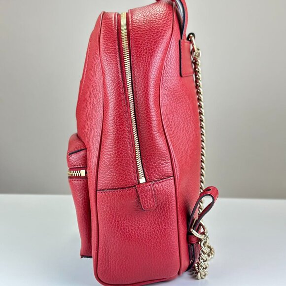Gucci GG Logo Red Leather Soho Backpack - Picture 2 of 7